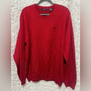 IZOD MENS WINDOWPANE COTTON CREWNECK SWEATER SIZE XL